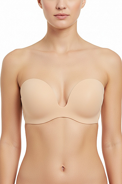 Magic Body Fashion Dámská Béžová Podprsenka S Hlubokým Výstřihem Samolepicí Hladká Velikost EU C