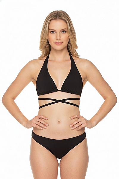URBAN CLASSICS Dámské černé Bikiny Za Krk Na Zavazování Vel. EU M