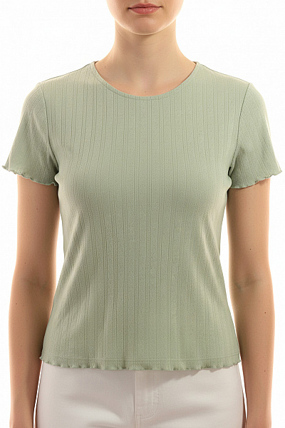 ONLY Dámské Bavlněné Tričko Zelené S Krátkým Rukávem Basic Crop Top Vel. M