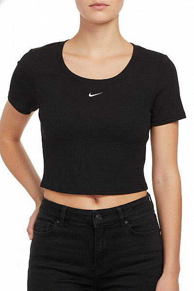 Nike Dámské černé Tričko S Krátkým Rukávem Crop Top Velikost EU M