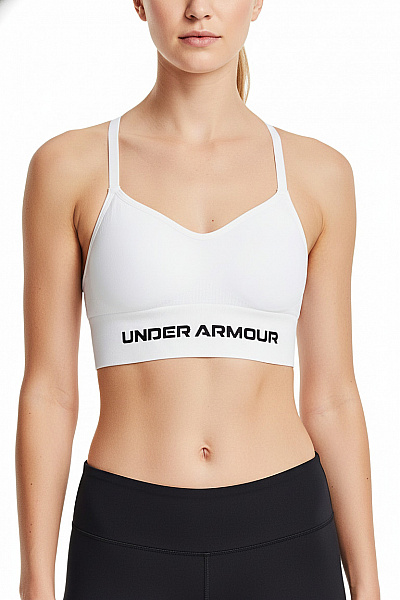 UNDER ARMOUR Dámská Bezešvá Podprsenka Na Sport Hladká Bílá Velikost EU XS