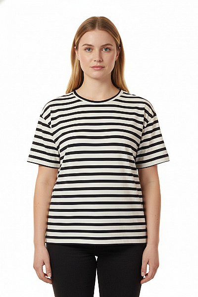PULL&BEAR Dámské Tričko S Krátkým Rukávem Pruhované Basic Vel. 26