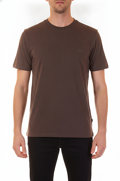 PULL&BEAR Pánské Tričko S Krátkým Rukávem Hnědé Jednobarevné Basic Velikost EU M