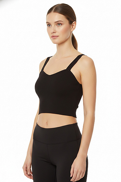 Dámské černé Tílko Bez Rukávů Crop Top žebrované Vel. 36