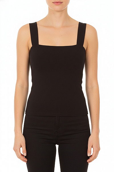 černé Dámské Tílko Bez Rukávů Hranatý Výstřih Basic Crop Top Vel. EU 34
