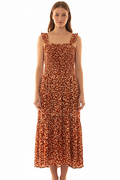 SHIWI Dlouhé šaty Na Ramínka Se Zvířecím Vzorem Letní Boho Vel. L