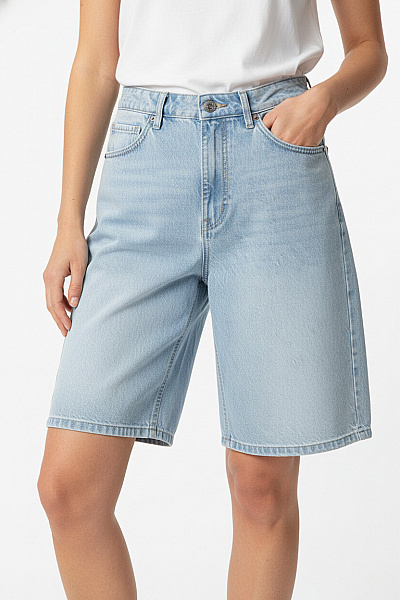 Bershka Dámské Džínové Kraťasy Volnočasové Krátké S Kapsami Modré Vel. EU 42