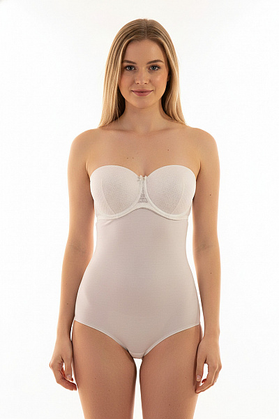 Nuance Dámská Bílá Podprsenka Bez Ramínek Hladká Push Up Vel. 95C