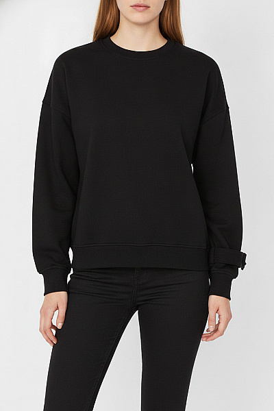 Dámská černá Mikina S Dlouhým Rukávem Crewneck Oversized Vel. 38
