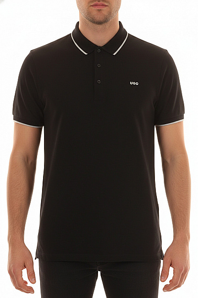 Hugo Boss Pánské černé Polo Tričko S Krátkým Rukávem A Nápisem Velikost L