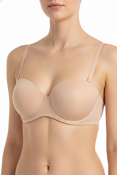Hunkemoller Dámská Hladká Podprsenka Bez Ramínek Béžová Velikost 70c