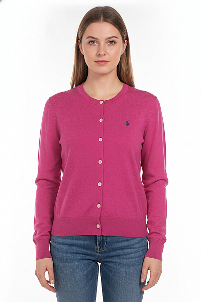 Ralph Lauren Růžový Propínací Kardigan S Dlouhým Rukávem Basic Velikost M
