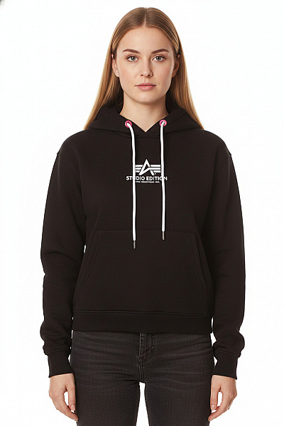 Alpha Industries Dámská černá Mikina S Kapucí A Potiskem Crop Vel. S