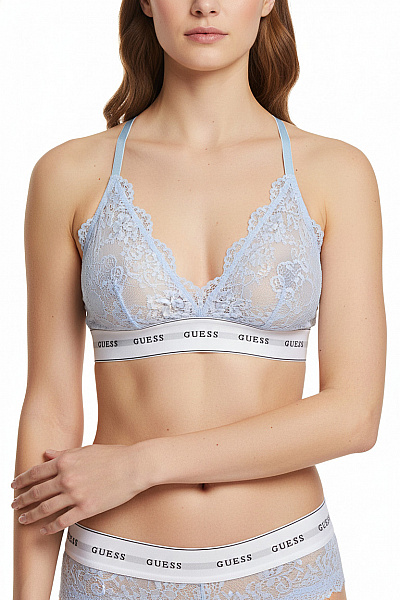 Guess Krajková Braletová Podprsenka S Měkkými Košíčky Modrá Vel. S