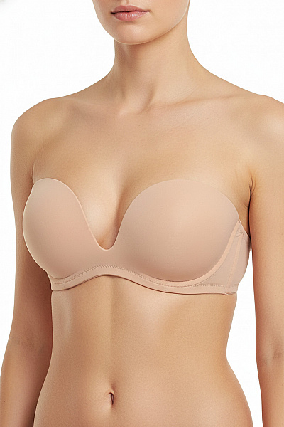 Magic Body Fashion Dámská Podprsenka Hladká Bez Ramínek S Hlubokým Výstřihem