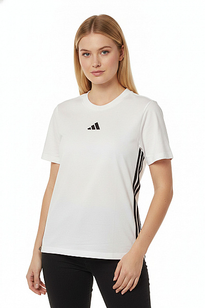 ADIDAS Dámské Tričko S Krátkým Rukávem A Pruhy Basic Bílé Velikost M