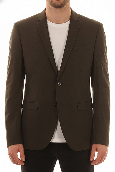 JACK & JONES Pánské Sako Elegantní Hnědé Business Vypasované Velikost 52