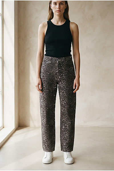 VERO MODA Dámské Džíny Volné S Potiskem Leopardí Vzor Vel. 27/32