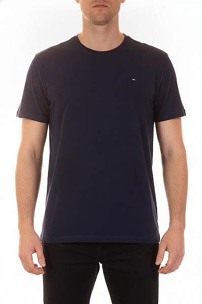 TOMMY HILFIGER Modré Bavlněné Tričko S Krátkým Rukávem A Kulatým Výstřihem Basic Velikost EU XL