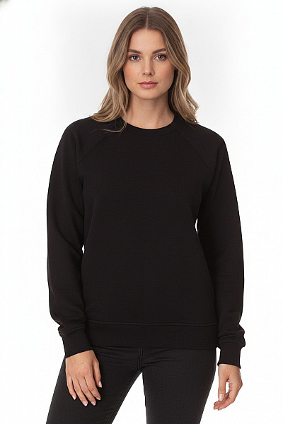 PIECES Dámská černá Mikina S Dlouhým Rukávem Crewneck Jednobarevná Velikost M