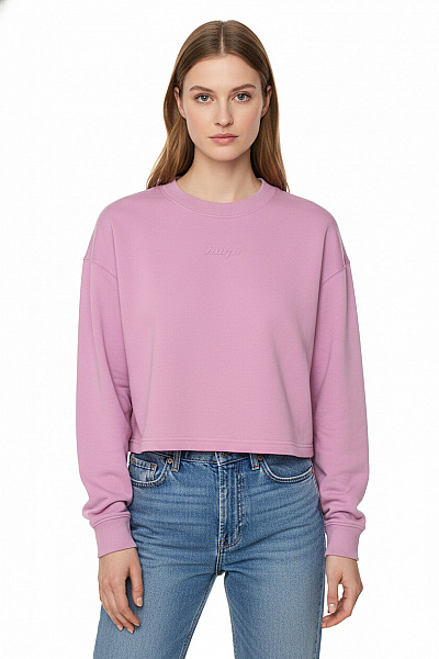 Hugo Boss Růžová Crop Mikina S Dlouhým Rukávem A Výšivkou Vel. XS