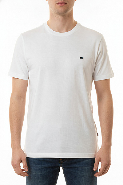 TOMMY HILFIGER Pánské Tričko S Krátkým Rukávem Jednobarevné Basic Bavlněné Vel. M