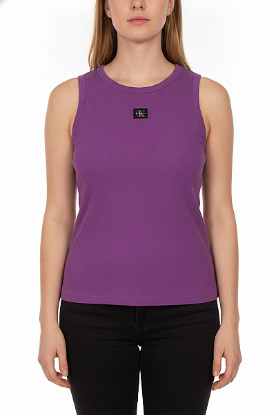 Calvin Klein Dámské Tričko Bez Rukávů Fialové Bavlněné Crop Top Vel. XL