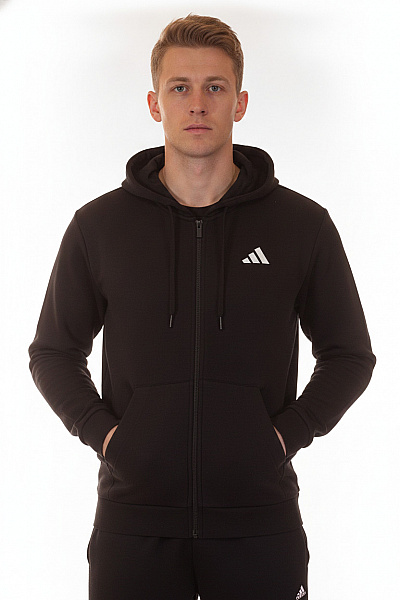 ADIDAS Pánská černá Mikina S Kapucí A Dlouhým Rukávem Na Zip Vel. EU M