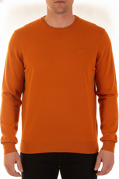 Hugo Boss Pánský Oranžový Bavlněný Svetr Přes Hlavu žebrovaný Velikost EU XXL