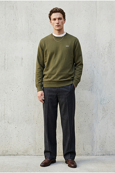 LEVIS Zelená Mikina S Dlouhým Rukávem Crewneck Bez Potisku Velikost XL