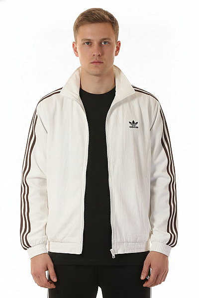 ADIDAS Pánská Bílá Větrová Bunda S Logem A Pruhy Vel. EU L