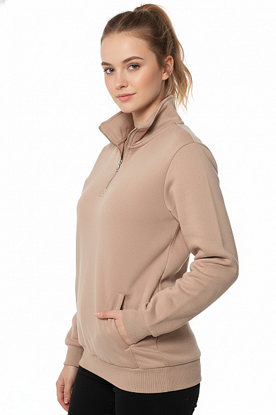 Bershka Dámská Mikina S Dlouhým Rukávem A Vysokým Límcem Béžová Velikost EU S