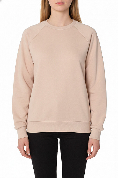 Dámská Mikina S Dlouhým Rukávem Béžová Jednobarevná Oversized Přes Hlavu Vel. EU XS