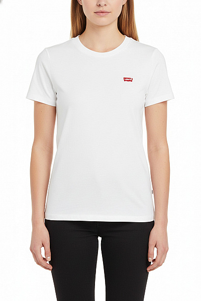 LEVIS Dámské Tričko S Krátkým Rukávem Bílé Jednobarevné Basic Bavlna Vel. EU M