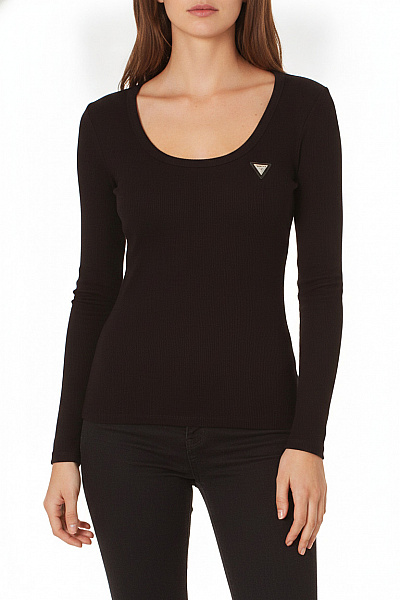 Guess Dámské Tričko S Dlouhým Rukávem černé Basic Velikost EU M