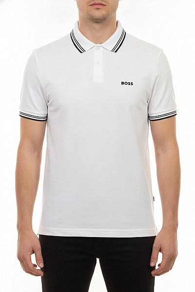 Hugo Boss Pánské Polo Tričko S Krátkým Rukávem A Límečkem Bílé Velikost L