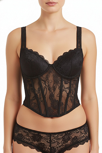 Bershka Dámské černé Krajkové Body Vel. M