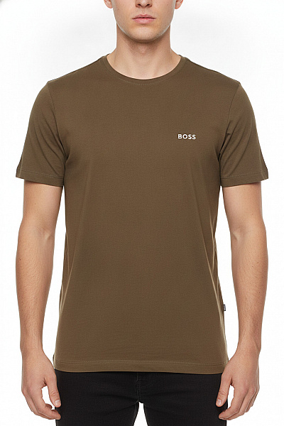 Hugo Boss Pánské Tričko S Krátkým Rukávem A Nápisem Basic Hnědé Vel. L