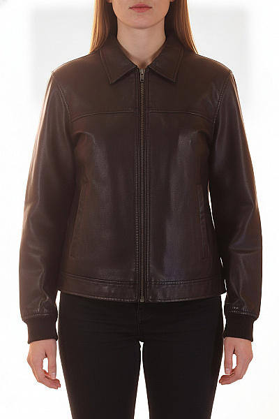 PULL&BEAR Dámská Koženková Bunda Bomber černá Lesklá Na Zip Vel. EU XL