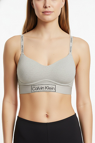 Calvin Klein Dámská Bavlněná Podprsenka Hladká Braletová šedá Velikost S