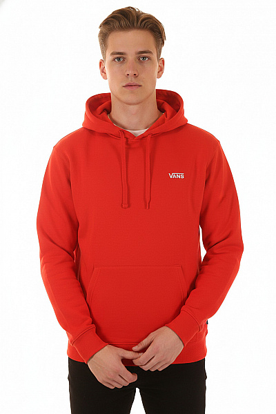 Vans Pánská červená Bavlněná Mikina S Kapucí A Klokaní Kapsou