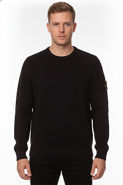 Stone Island Pánský černý Pletený Svetr S Dlouhým Rukávem Velikost XL