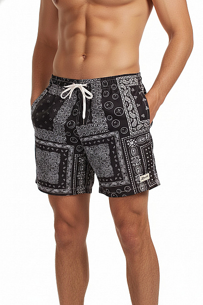 Bather Pánské Koupací Kraťasy S Potiskem Bandana A Smajlíků