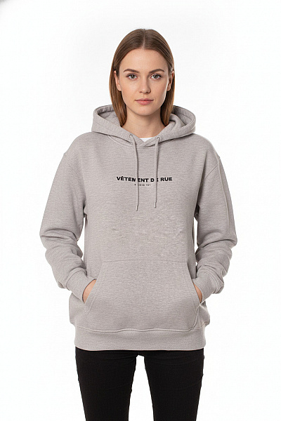 Studio Total šedá Mikina S Kapucí A Potiskem Přes Hlavu Streetwear Velikost EU M