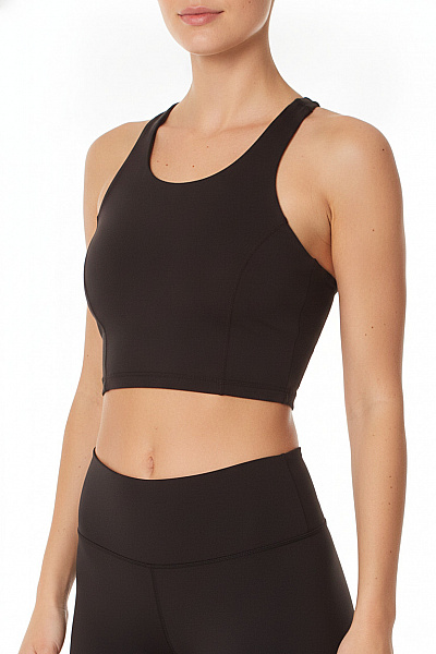 Blacctraining Sportovní Crop Top Na Jógu Hladká černá Vel. EU XS