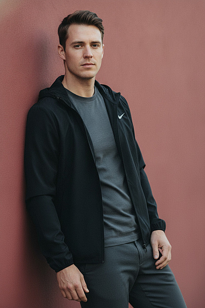 Nike Pánská černá Běžecká Bunda S Kapucí Polyesterová Lehká Vel. EU L