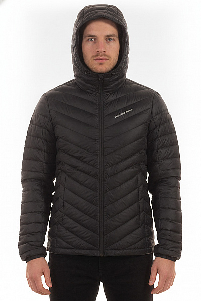 PEAK PERFORMANCE Pánská Prošívaná Bunda S Kapucí černá Lehká Outdoorová Vel. EU S
