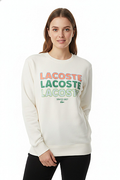 LACOSTE Dámská Mikina S Dlouhým Rukávem A Potiskem Přes Hlavu Velikost 42