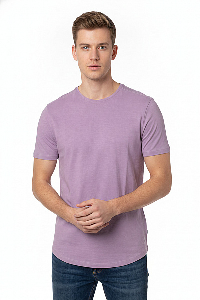 JACK & JONES Pánské Bavlněné Tričko S Krátkým Rukávem Fialové Basic Vel. EU S