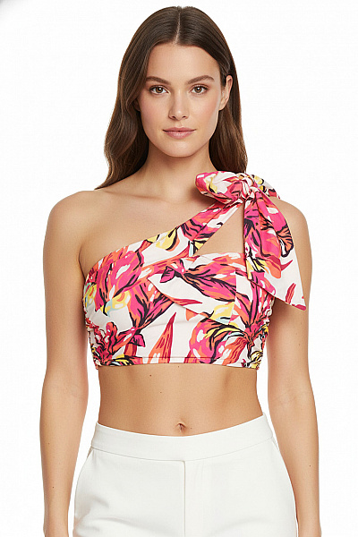 Dámské Plavky Crop Top Květinové Na Zavazování Bez Ramínek Velikost EU L